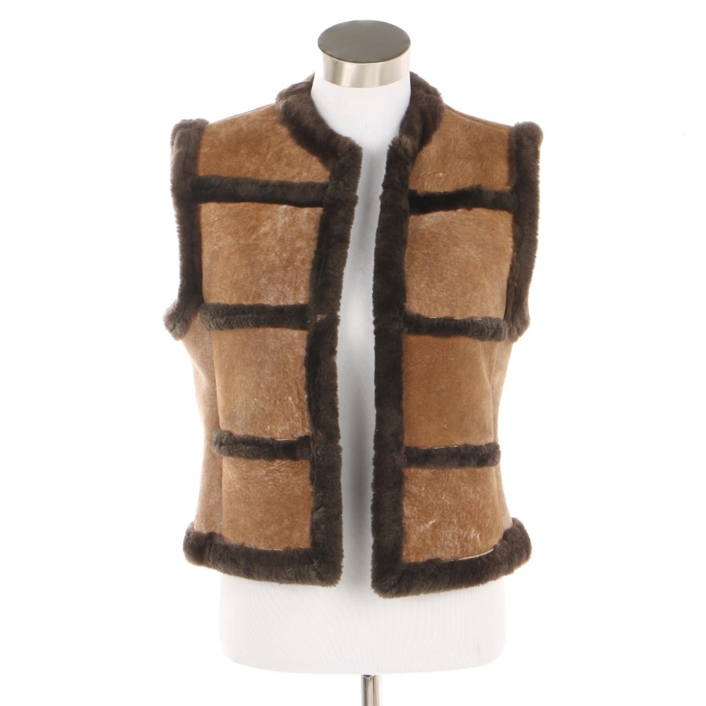 Vintage Ranchero Suede and Shearling Fur Vest